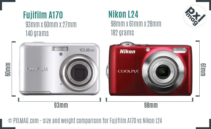 Fujifilm A170 vs Nikon L24 size comparison Fujifilm A170 vs Nikon L24 size comparison
