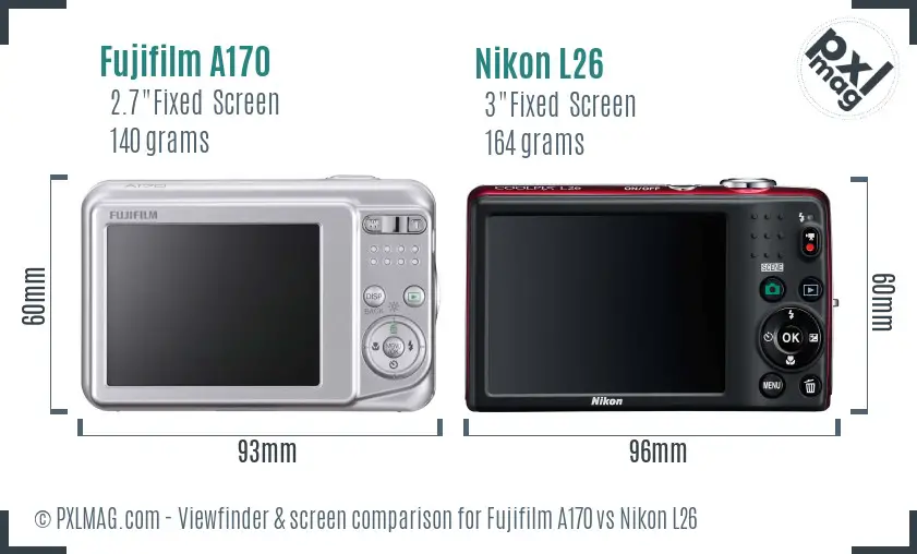 Fujifilm A170 vs Nikon L26 Screen and Viewfinder comparison