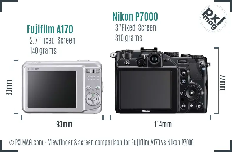 Fujifilm A170 vs Nikon P7000 Screen and Viewfinder comparison Fujifilm A170 vs Nikon P7000 Screen and Viewfinder comparison
