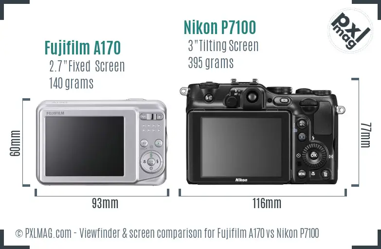 Fujifilm A170 vs Nikon P7100 Screen and Viewfinder comparison