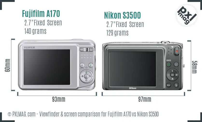 Fujifilm A170 vs Nikon S3500 Screen and Viewfinder comparison Fujifilm A170 vs Nikon S3500 Screen and Viewfinder comparison