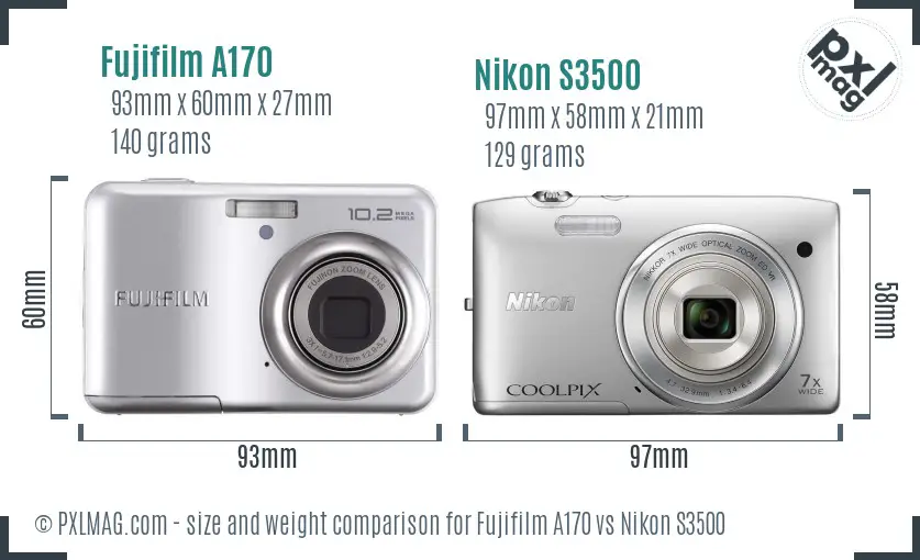 Fujifilm A170 vs Nikon S3500 size comparison Fujifilm A170 vs Nikon S3500 size comparison
