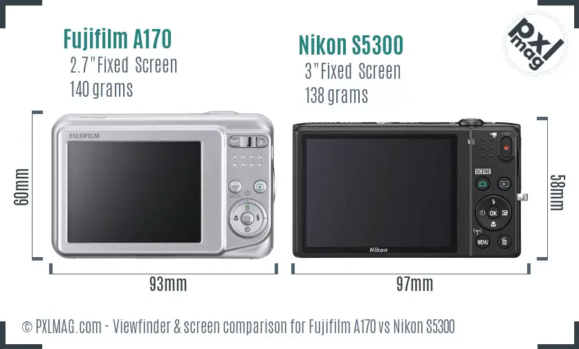 Fujifilm A170 vs Nikon S5300 Screen and Viewfinder comparison