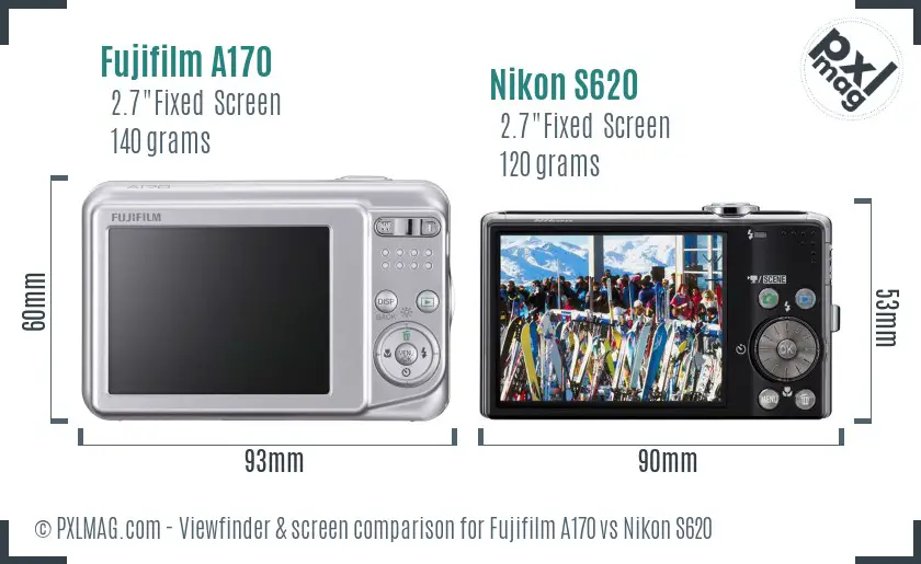 Fujifilm A170 vs Nikon S620 Screen and Viewfinder comparison Fujifilm A170 vs Nikon S620 Screen and Viewfinder comparison