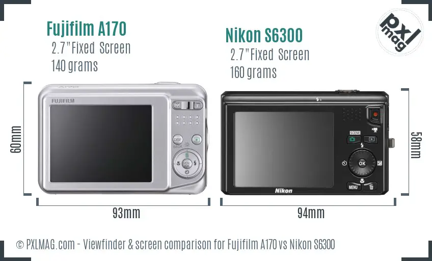 Fujifilm A170 vs Nikon S6300 Screen and Viewfinder comparison Fujifilm A170 vs Nikon S6300 Screen and Viewfinder comparison