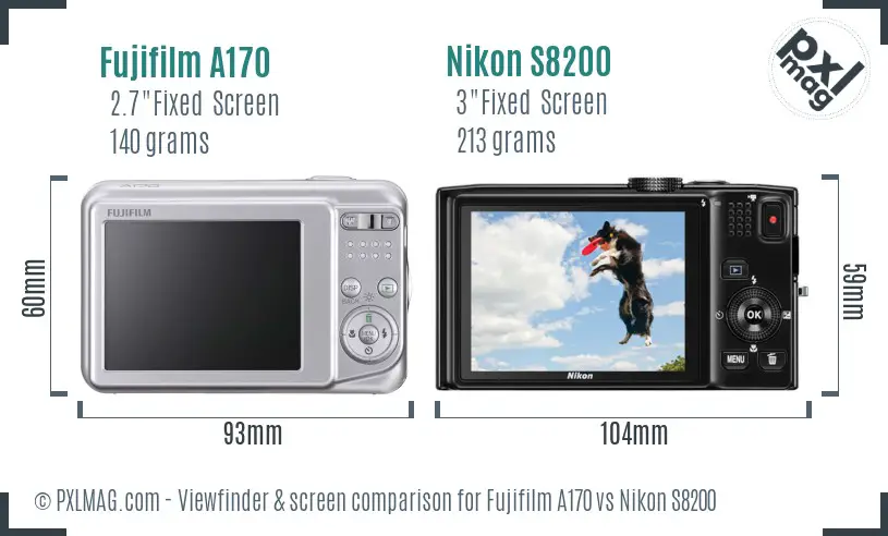 Fujifilm A170 vs Nikon S8200 Screen and Viewfinder comparison Fujifilm A170 vs Nikon S8200 Screen and Viewfinder comparison