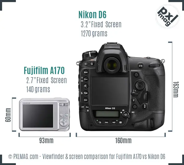 Fujifilm A170 vs Nikon D6 Screen and Viewfinder comparison