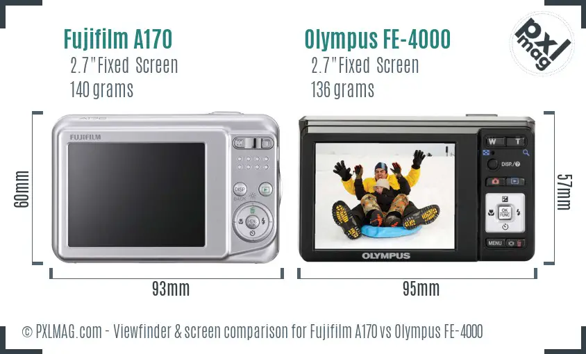 Fujifilm A170 vs Olympus FE-4000 Screen and Viewfinder comparison