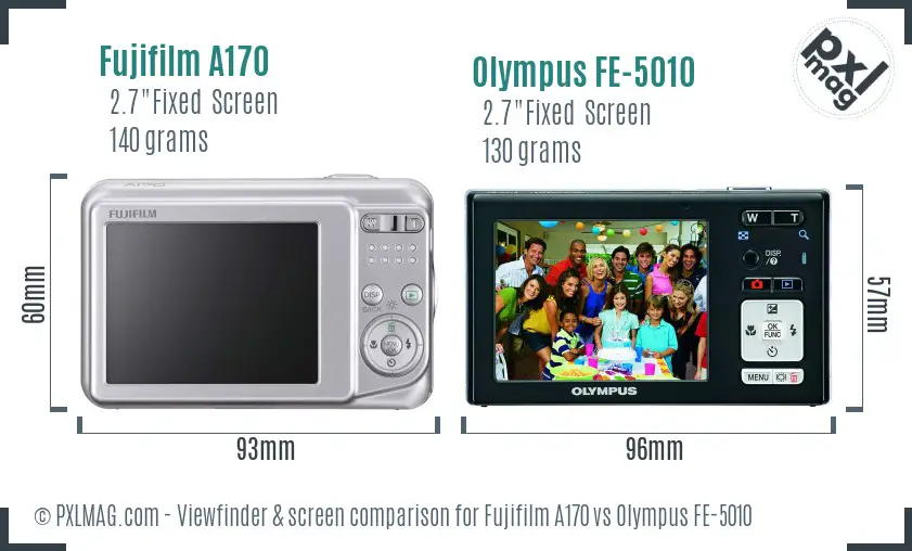 Fujifilm A170 vs Olympus FE-5010 Screen and Viewfinder comparison