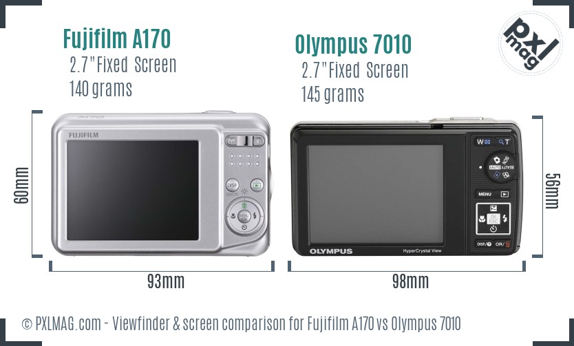Fujifilm A170 vs Olympus 7010 Screen and Viewfinder comparison