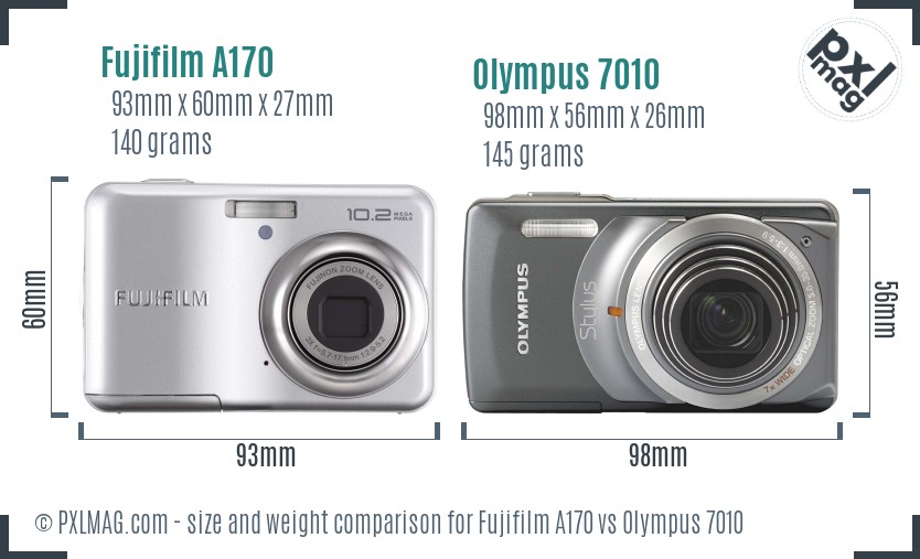 Fujifilm A170 vs Olympus 7010 size comparison Fujifilm A170 vs Olympus 7010 size comparison