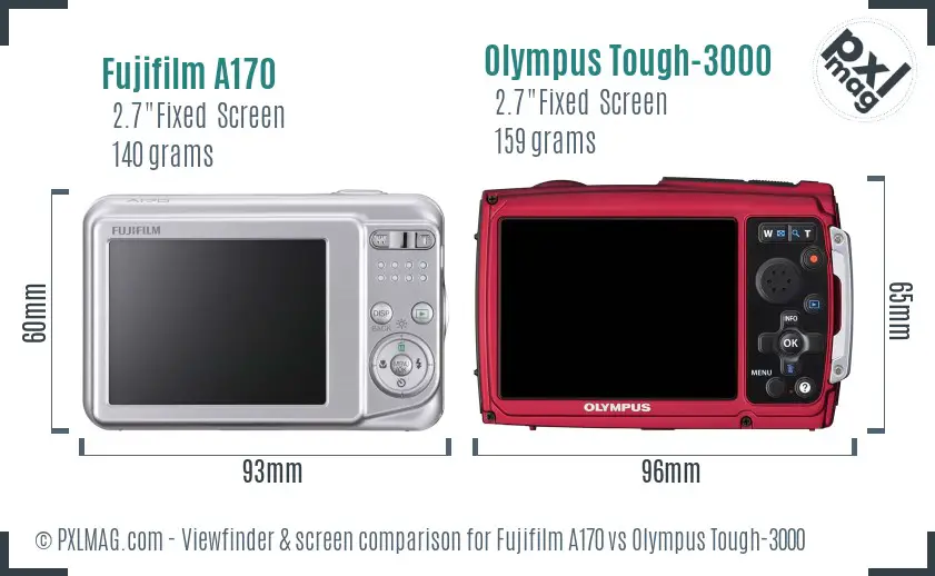 Fujifilm A170 vs Olympus Tough-3000 Screen and Viewfinder comparison