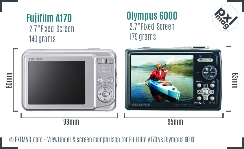 Fujifilm A170 vs Olympus 6000 Screen and Viewfinder comparison