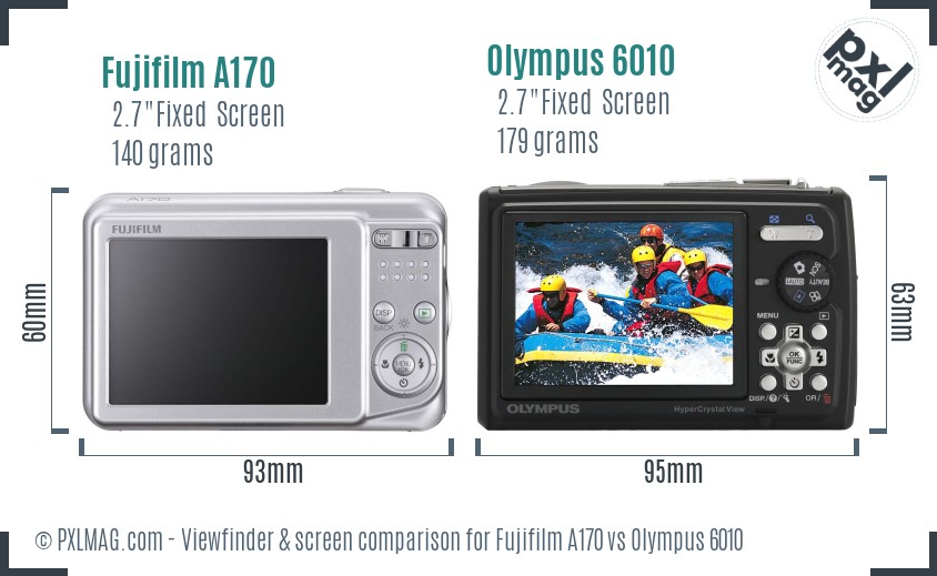 Fujifilm A170 vs Olympus 6010 Screen and Viewfinder comparison