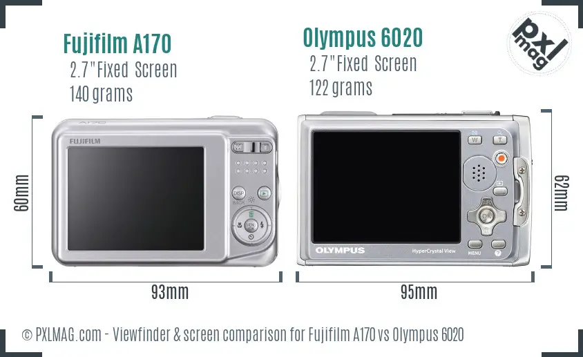 Fujifilm A170 vs Olympus 6020 Screen and Viewfinder comparison