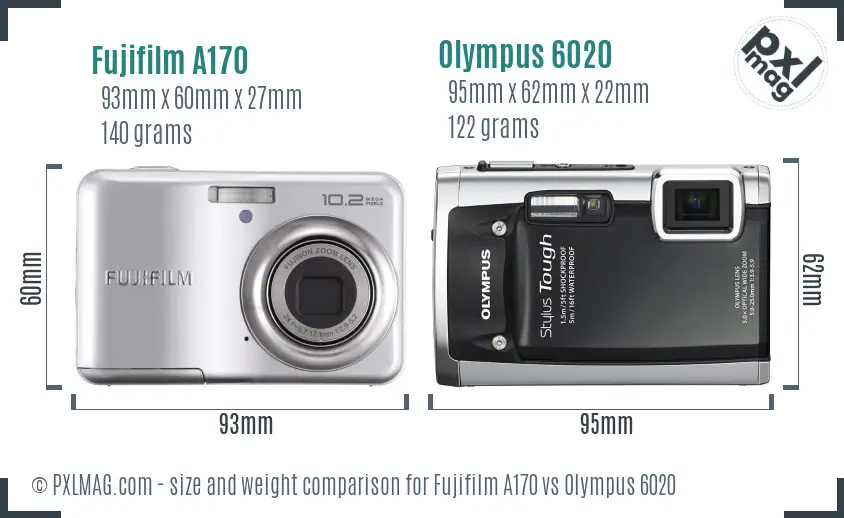 Fujifilm A170 vs Olympus 6020 size comparison