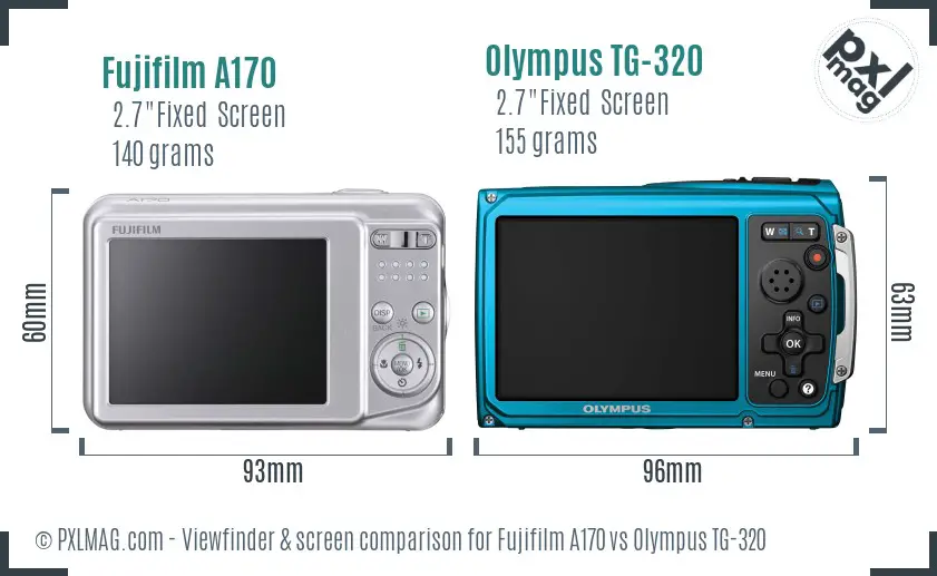 Fujifilm A170 vs Olympus TG-320 Screen and Viewfinder comparison Fujifilm A170 vs Olympus TG-320 Screen and Viewfinder comparison