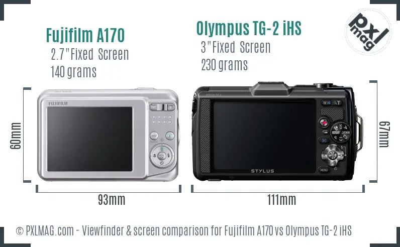 Fujifilm A170 vs Olympus TG-2 iHS Screen and Viewfinder comparison