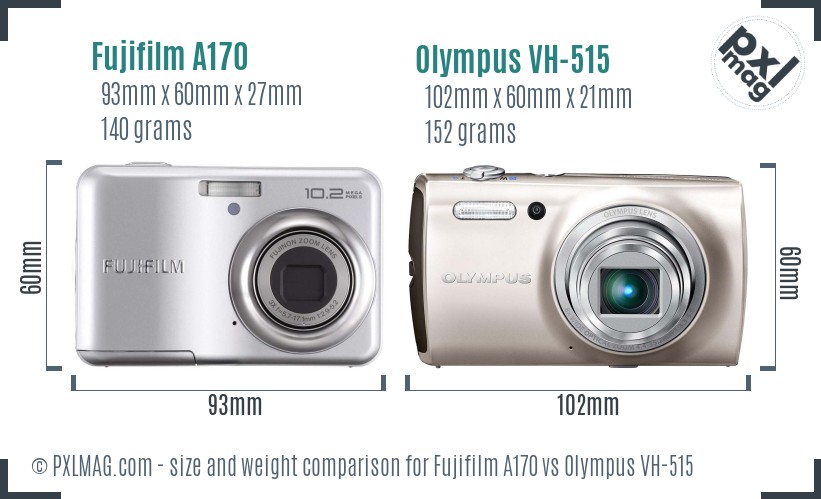 Fujifilm A170 vs Olympus VH-515 size comparison