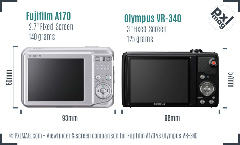 Fujifilm A170 vs Olympus VR-340 Screen and Viewfinder comparison