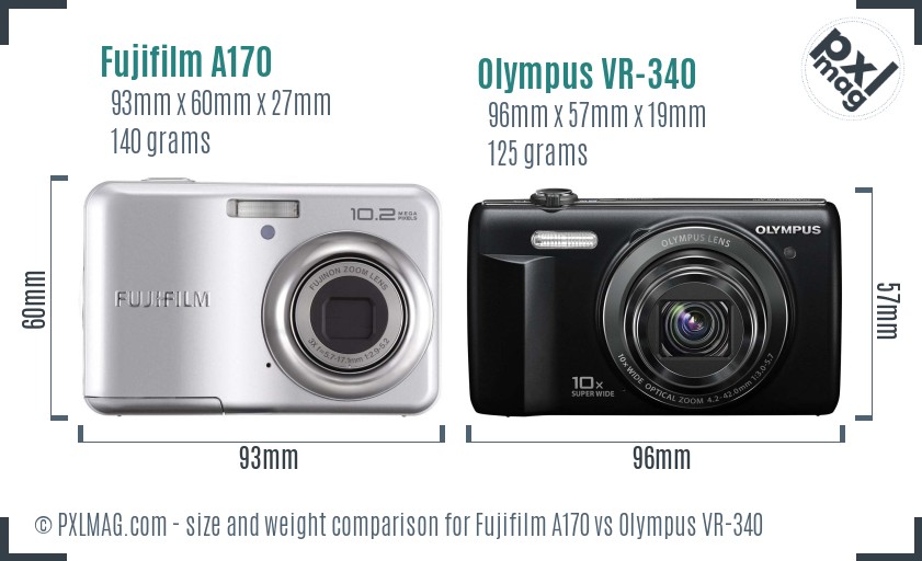 Fujifilm A170 vs Olympus VR-340 size comparison Fujifilm A170 vs Olympus VR-340 size comparison