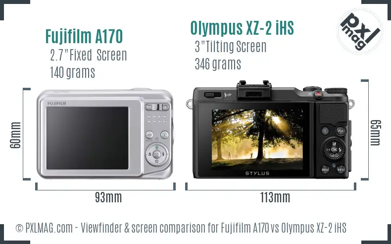 Fujifilm A170 vs Olympus XZ-2 iHS Screen and Viewfinder comparison