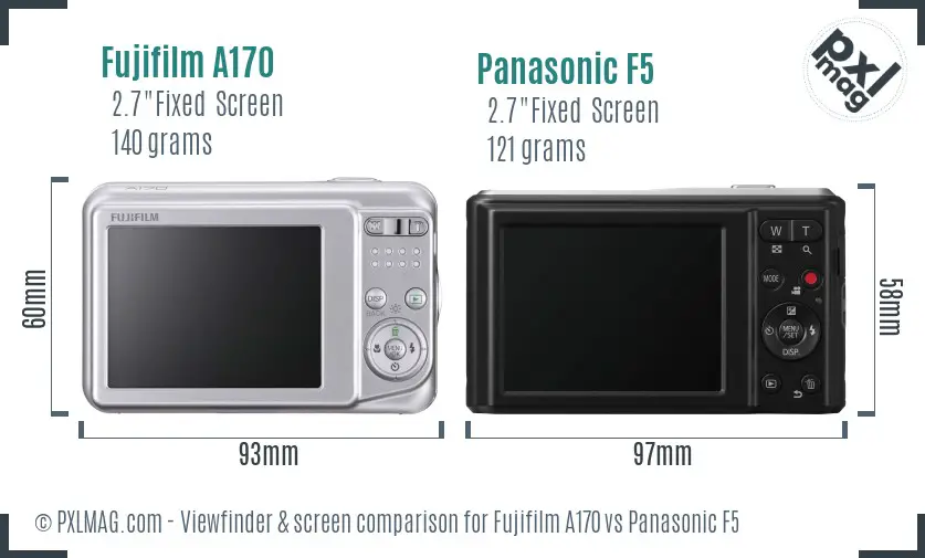 Fujifilm A170 vs Panasonic F5 Screen and Viewfinder comparison Fujifilm A170 vs Panasonic F5 Screen and Viewfinder comparison