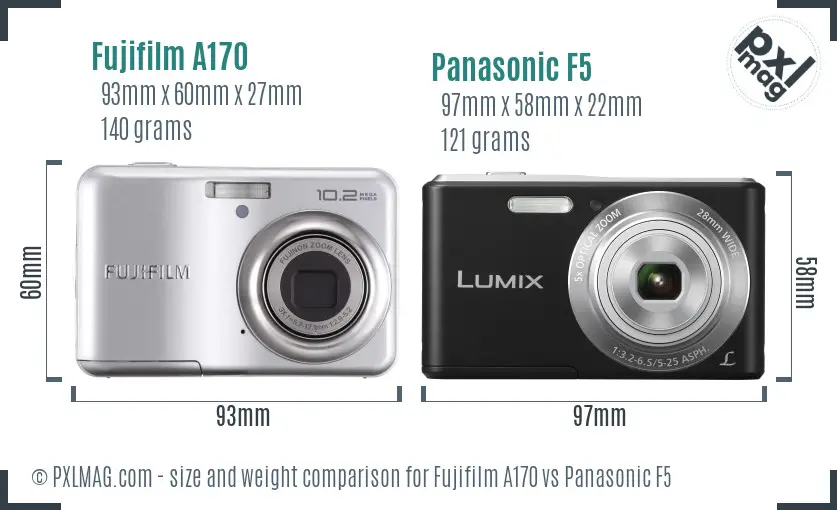 Fujifilm A170 vs Panasonic F5 size comparison Fujifilm A170 vs Panasonic F5 size comparison