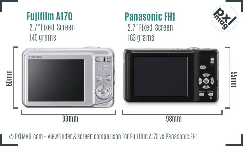 Fujifilm A170 vs Panasonic FH1 Screen and Viewfinder comparison