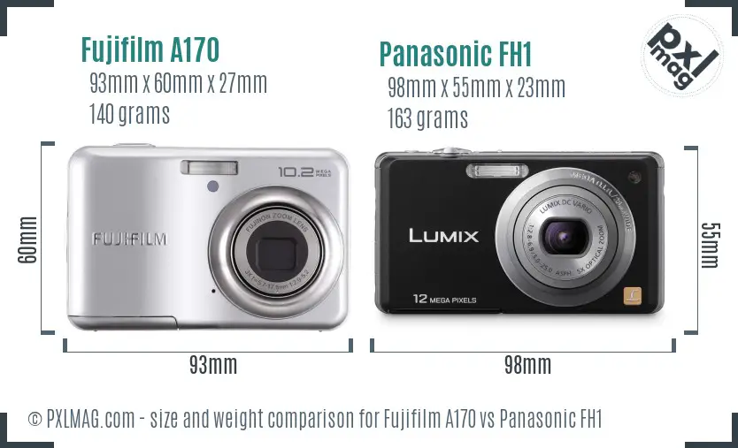 Fujifilm A170 vs Panasonic FH1 size comparison