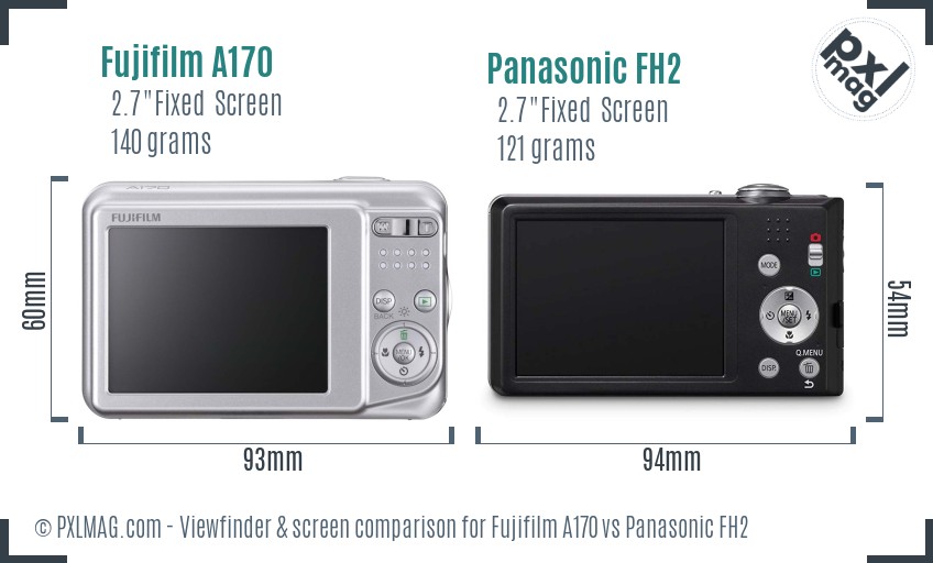 Fujifilm A170 vs Panasonic FH2 Screen and Viewfinder comparison