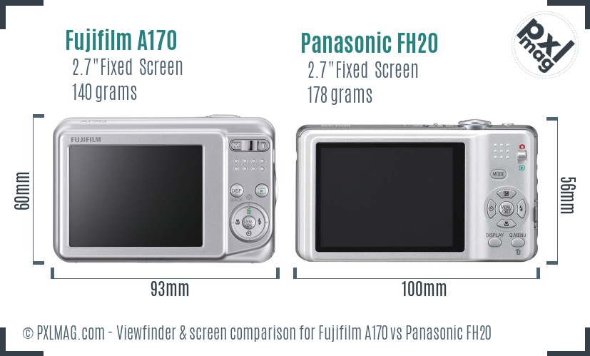 Fujifilm A170 vs Panasonic FH20 Screen and Viewfinder comparison