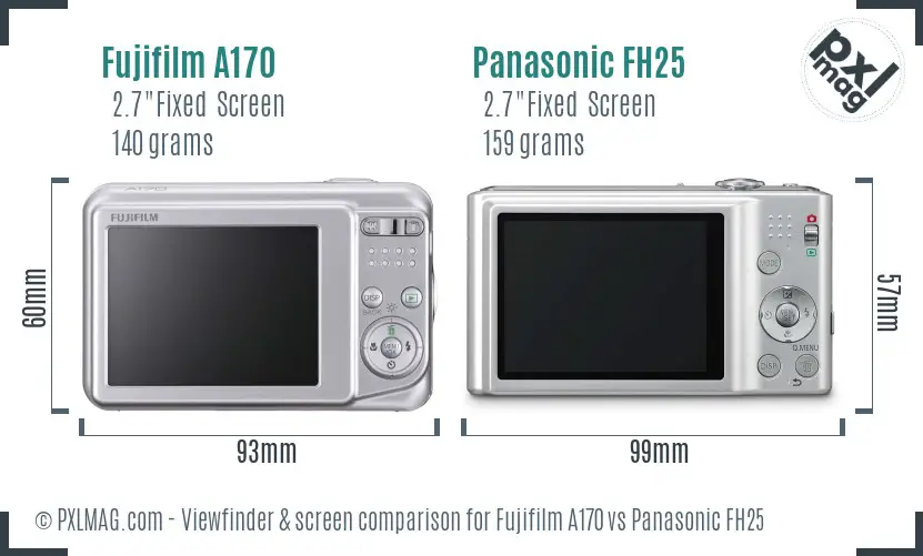 Fujifilm A170 vs Panasonic FH25 Screen and Viewfinder comparison