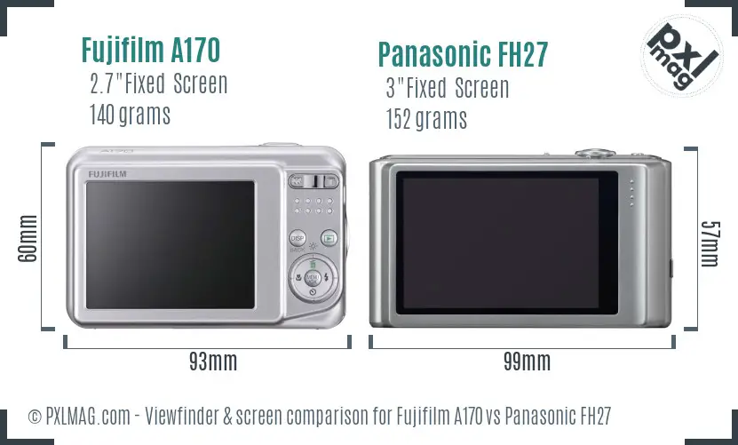 Fujifilm A170 vs Panasonic FH27 Screen and Viewfinder comparison