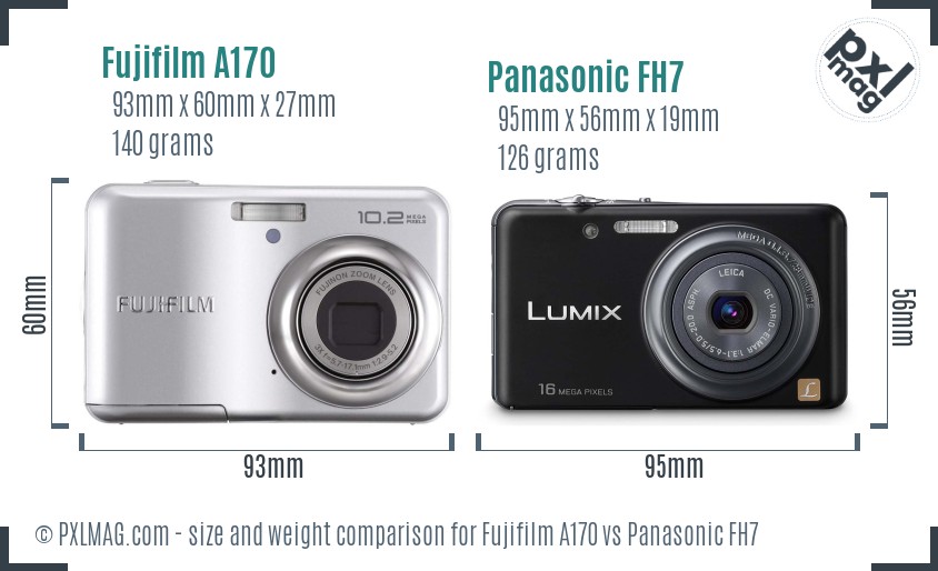 Fujifilm A170 vs Panasonic FH7 size comparison