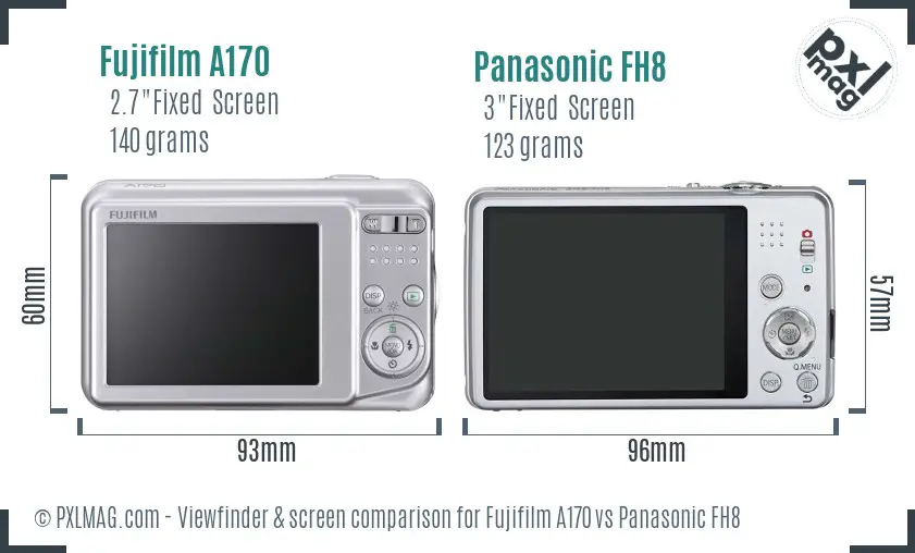 Fujifilm A170 vs Panasonic FH8 Screen and Viewfinder comparison