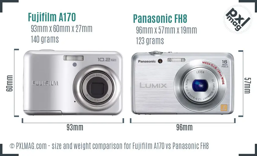Fujifilm A170 vs Panasonic FH8 size comparison