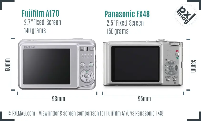 Fujifilm A170 vs Panasonic FX48 Screen and Viewfinder comparison