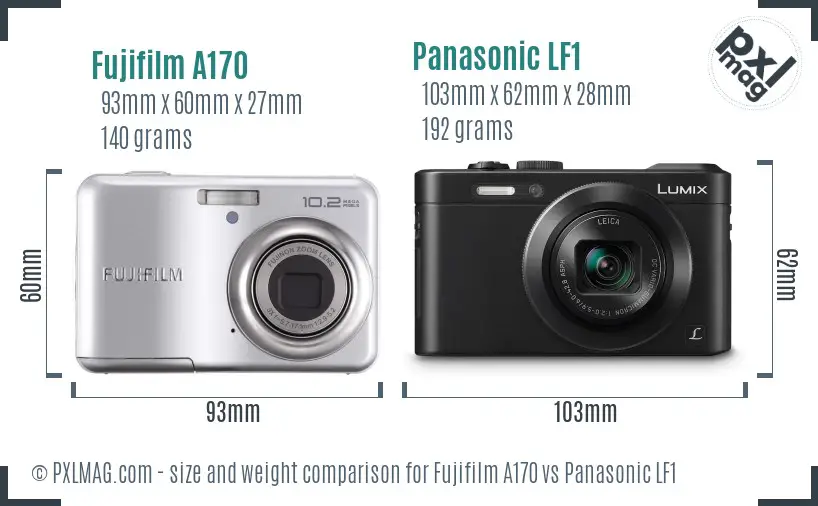 Fujifilm A170 vs Panasonic LF1 size comparison