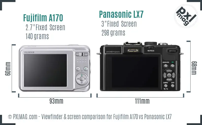Fujifilm A170 vs Panasonic LX7 Screen and Viewfinder comparison