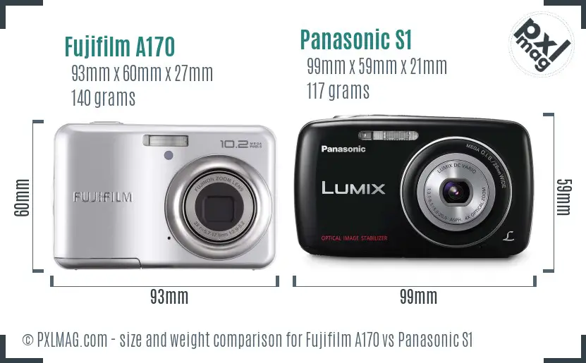 Fujifilm A170 vs Panasonic S1 size comparison