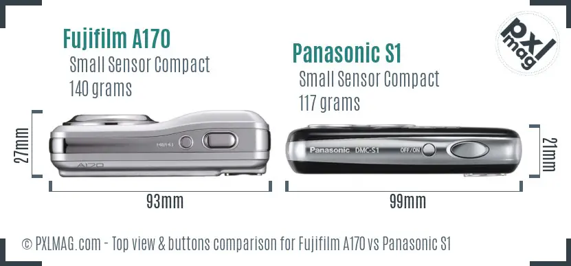 Fujifilm A170 vs Panasonic S1 top view buttons comparison