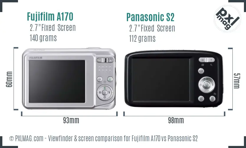 Fujifilm A170 vs Panasonic S2 Screen and Viewfinder comparison