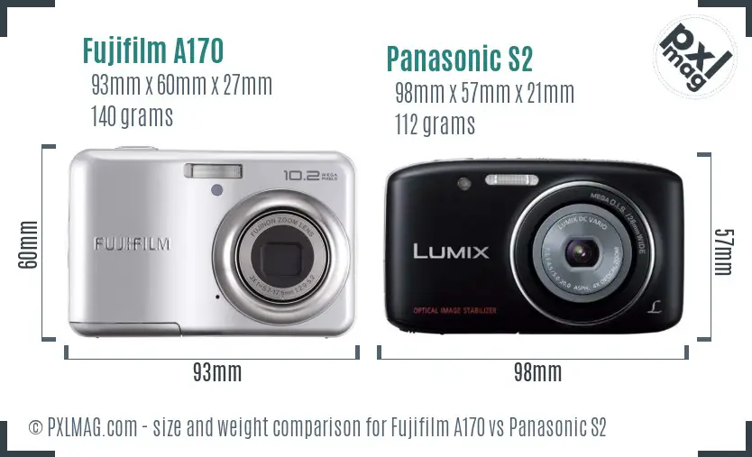 Fujifilm A170 vs Panasonic S2 size comparison