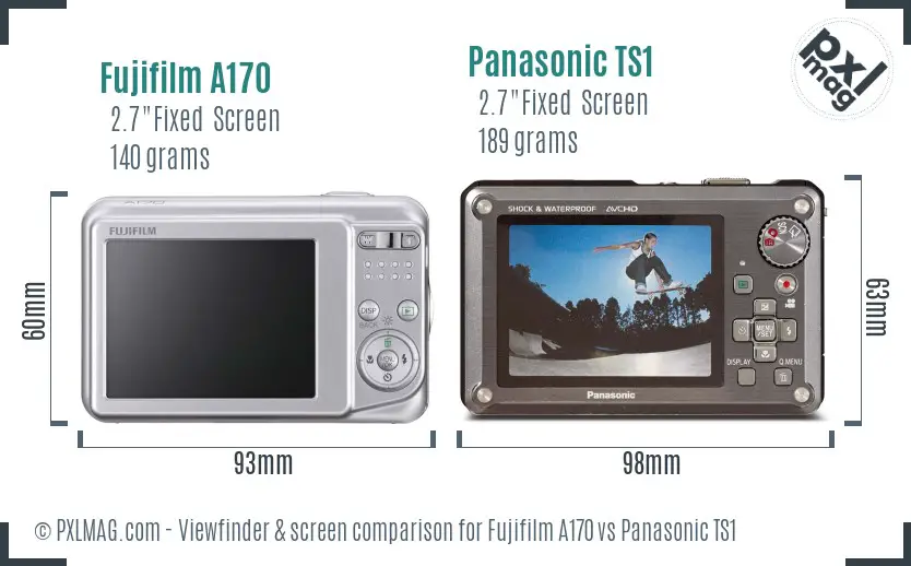 Fujifilm A170 vs Panasonic TS1 Screen and Viewfinder comparison