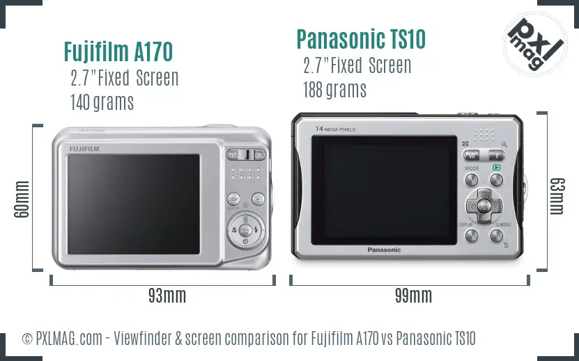 Fujifilm A170 vs Panasonic TS10 Screen and Viewfinder comparison