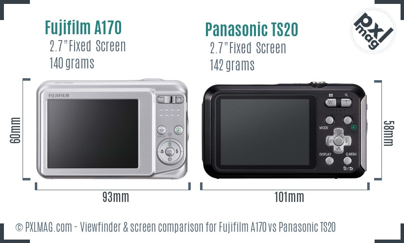 Fujifilm A170 vs Panasonic TS20 Screen and Viewfinder comparison