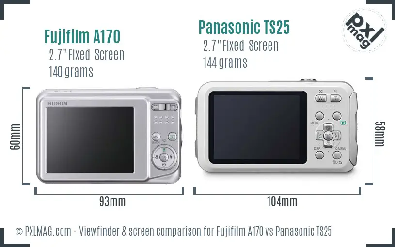 Fujifilm A170 vs Panasonic TS25 Screen and Viewfinder comparison