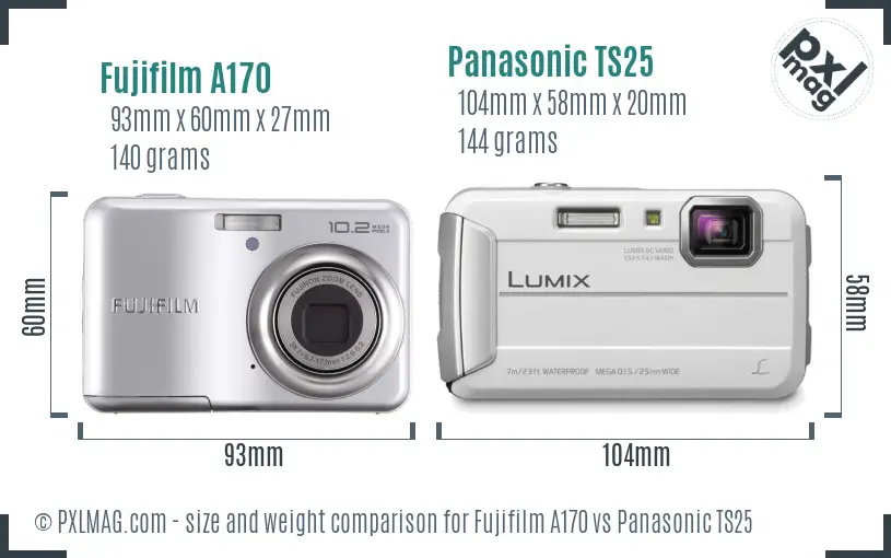 Fujifilm A170 vs Panasonic TS25 size comparison Fujifilm A170 vs Panasonic TS25 size comparison