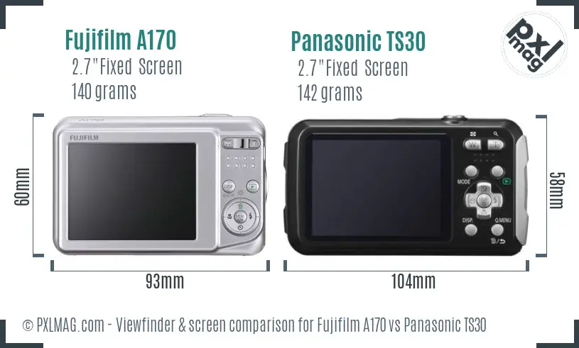 Fujifilm A170 vs Panasonic TS30 Screen and Viewfinder comparison